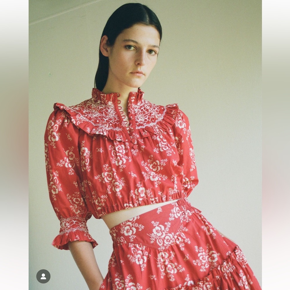 SEA NY ALESSIA FLORAL PRINT CROPPED TOP